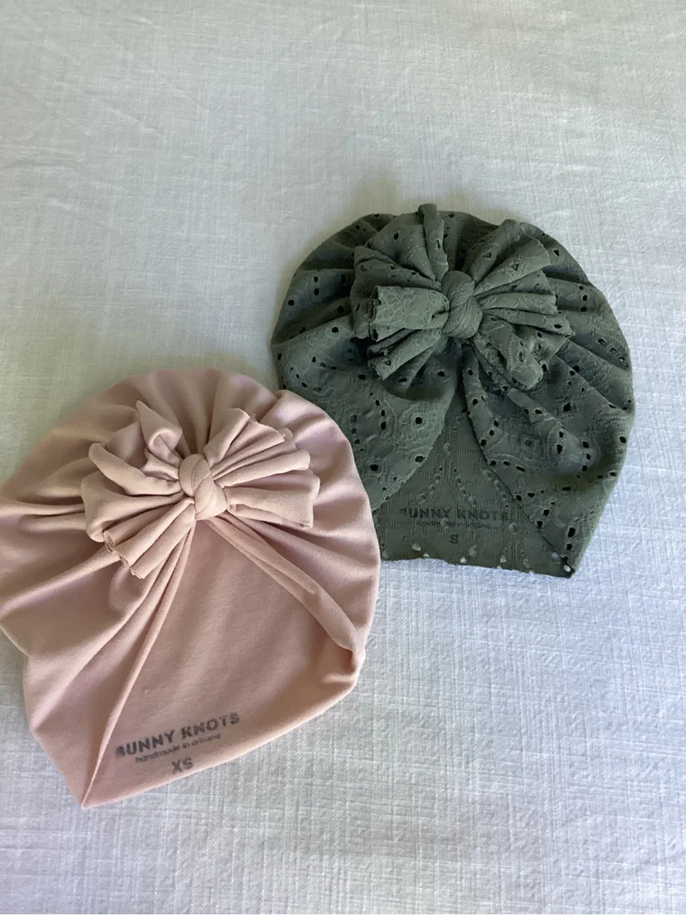 Bunny Knots Headwraps Set of Two Pink XS Green Eyelet Small - Picture 10 of 10